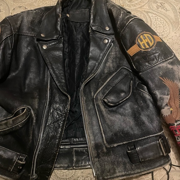 Harley-Davidson Black Leather Jacket with Embroidered Logo - Picture 4 of 4